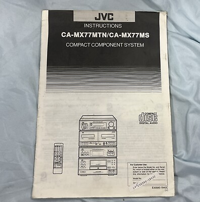 #ad Vintage JVC Home Stereo System CA MX77MTN CA MX77MS Instruction Manual $14.99