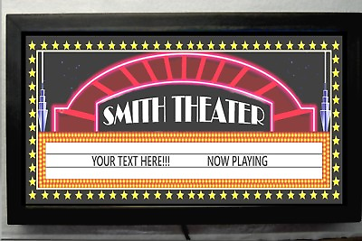 #ad MOVIE THEATER SIGN LED LIGHTED PERSONALIZED HOME THEATER HOME CINEMA SIGN $75.95
