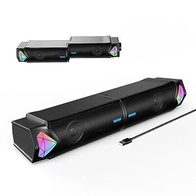 #ad Computer Speakers Bluetooth Computer Sound Bar Dual HiFi Stereo amp; Gradient ... $43.62