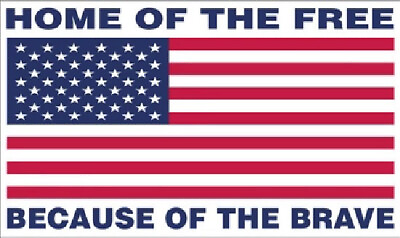 #ad HOME OF THE FREE BECAUSE OF THE BRAVE WHITE Vinyl Decal Bumper Sticker $4.88