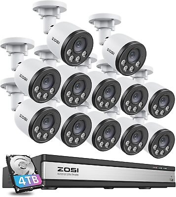 #ad ZOSI POE Outdoor Home 4K 16CH NVR 4MP Security Smart Camera System CCTV 4TB $687.99
