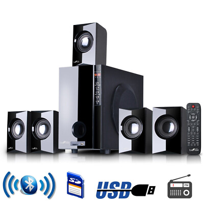 #ad beFree 5.1 Ch Surround Sound Speaker System BFS 430 w Bluetooth USB SD FM Remote $110.95