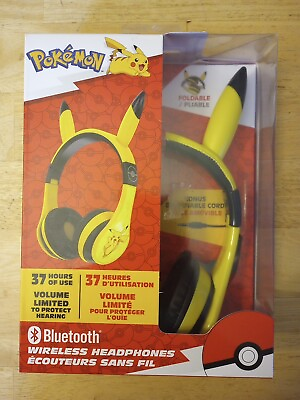#ad New Pokemon Children#x27;s Bluetooth Volume Limited Headphones Pikachu Yellow $22.50