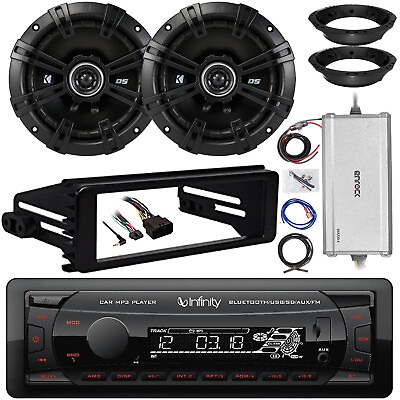 #ad Infinity Receiver 2x 6.5quot; 240W Speaker Amp w Kit Adapters Harley Install Kit $287.49