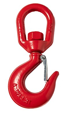 #ad Red Swivel Eye Hook 3 Ton Hoist Lifting Rigging G70 w Latch 5 8quot; Steel Crane $21.99