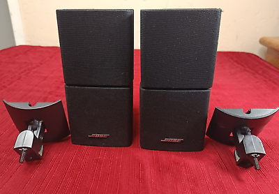 #ad Set of 2 Bose Double Cube Black Acoustimass Satellite Speakers With Wall Mounts $49.99