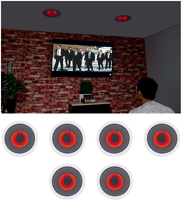 #ad 6 Rockville HC85 LED 8quot; 700 Watt In Ceiling Home Theater Speakers w Red LED $154.85