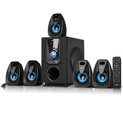 #ad Befree Sound 5.1 Channel Bluetooth Surround Sound Speaker System In Blue $159.99