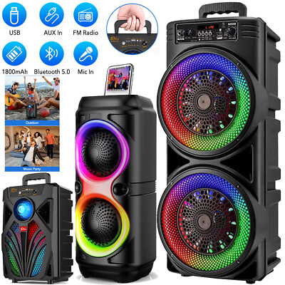 #ad 6000W Portable Bluetooth 5.0 Speaker Sub woofer Bass Stereo Sound Party System $38.94