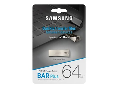 #ad SAMSUNG BAR Plus USB 3.1 Flash Drive 64GB Champagne Silver $32.99