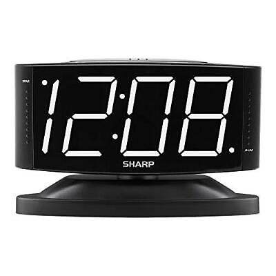 #ad SHARP Home LED Digital Alarm Clock – Swivel Base Outlet Powered Simple $20.19