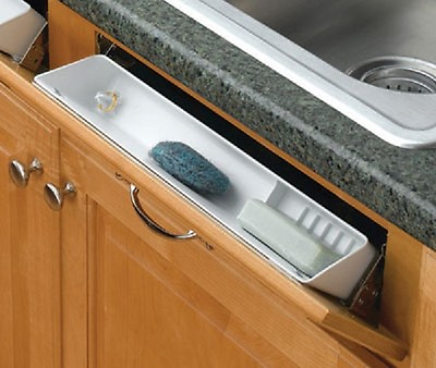 #ad REV A SHELF SINK FRONT TIP OUT TRAY WITH RING HOLDER amp; SOAP DISH amp; NO STOPS * $3.59