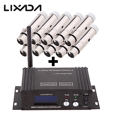 #ad Lots Lixada 2.4Ghz Wireless DMX512 Transmitter Repeater Stage DJ Light Receiver $22.99