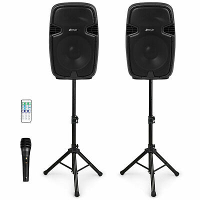 #ad Portable Dual 15quot; 2 way 2000 W Powered Speakers w Controller $306.49