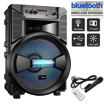 #ad 8quot; 2500W Portable Bluetooth Party Speaker Sub woofer Heavy Bass Sound System Mic $37.90