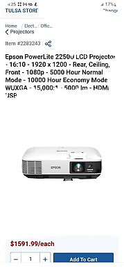 #ad epson 3lcd projector hdmi $700.00