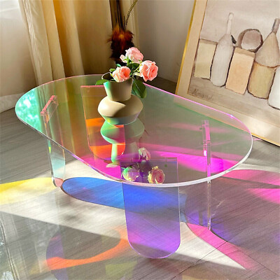 #ad Artloge Acrylic Coffee Table Clear Accent Table Art Furniture Rainbow Home Decor $115.90