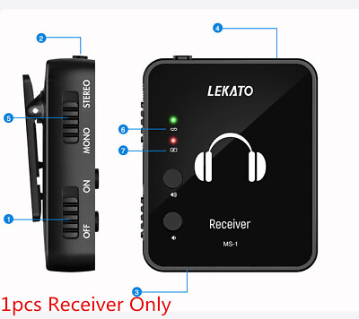 #ad LEKATO MS 1 Wireless in Ear Monitor System 2.4G Stereo Guitar Bass Receiver ONLY $22.19
