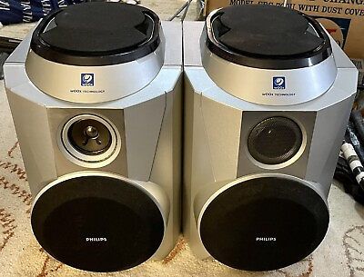 #ad Philips Model FWB P88 17PH Speakers wOOx Technology Silver Untested Needs Repair $55.95