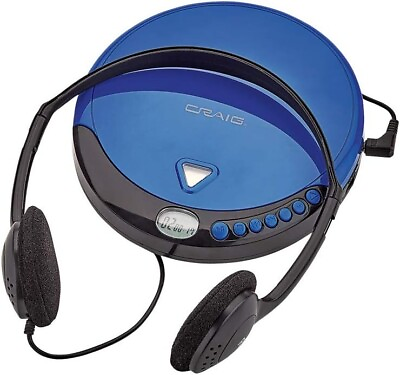 #ad NEW Craig CD2808 BL Personal CD Player with Headphones Black Blue $24.88