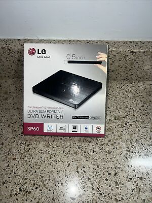 #ad LG External DVD WRITER Black Ultra Slim Portable SP60 DVD RW Open Box $22.19