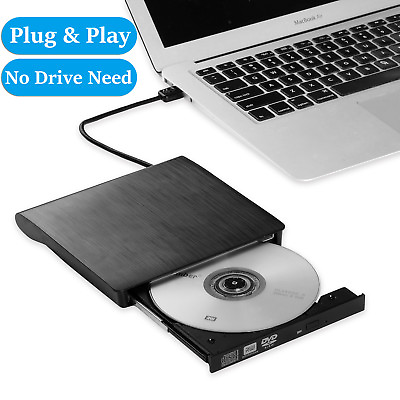 #ad Slim External CD DVD Drive USB 3.0 Player Burner Reader for Laptop PC Mac HP $13.87