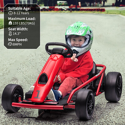 #ad 24V Electric GoKart Pro 3.7 8MPH Racing Car Outdoor Ride On Toys w MP3 for Kids $263.99