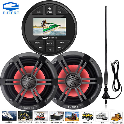 #ad #ad Waterproof Boat Radio Bluetooth Sound System w 6.5quot; Marine RGB Speakers $332.99