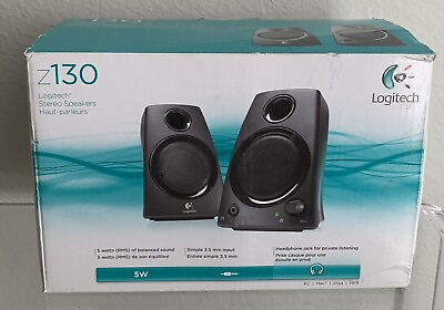 #ad Logitech Z130 Rich Stereo Sound 3.5mm Input Compact Computer Speakers NEW Sealed $24.95