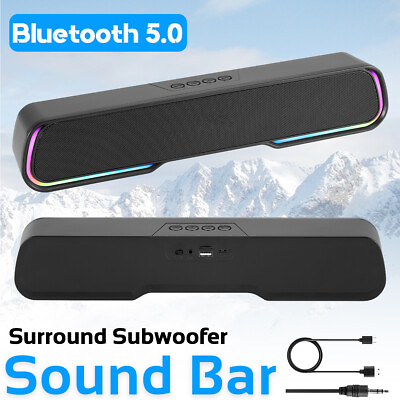 #ad Wireless Surround Sound Bar 2 Speaker System Bluetooth Subwoofer TV Home Theater $19.50