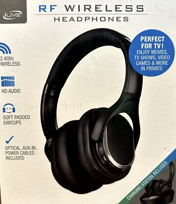#ad iLive RF Wireless Headphones IAHRF79B Black $23.25