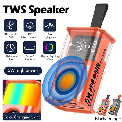 #ad Transparent Mecha Mini Wireless Bluetooth 5.0 TWS Speaker Bass Portable Speaker $32.99