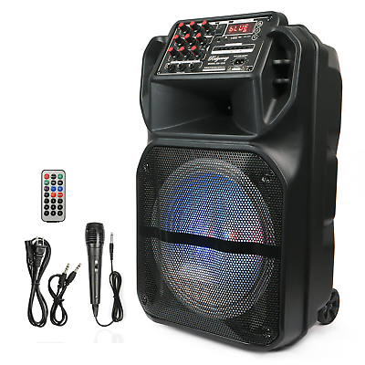 #ad Portable Bluetooth PA Speaker System with 12quot; Subwoofers Mic Party DJ Light $95.99