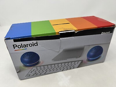#ad Polaroid True Twin Wireless Speakers Black Sealed Bluetooth LEDs New in Box $29.95