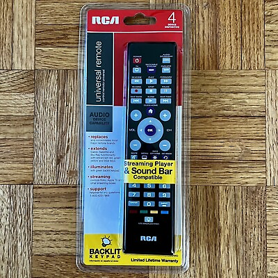 #ad RCA Universal Remote RCR004RWD 4 Device Streaming Soundbar Capability Backlight $12.84
