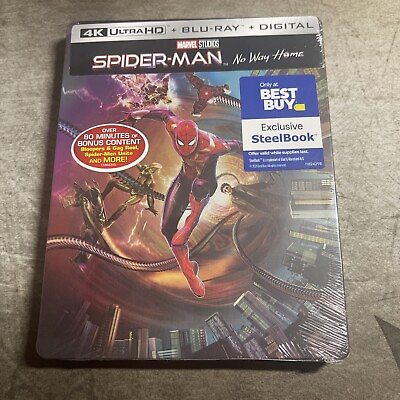 #ad Spider Man No Way Home 4K UHDBlu rayDigital 2022 NEW Steelbook Best Buy Mint $49.99