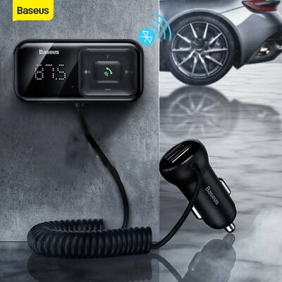 #ad Baseus Bluetooth Car FM Transmitter MP3 Player Handfree Adapter Kit USB Charger $14.99
