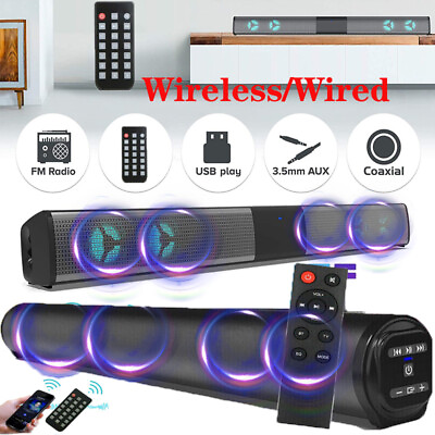 #ad Soundbar RGB Bluetooth Speaker System Wireless 3D Stereo Home Sound Bar Surround $20.99