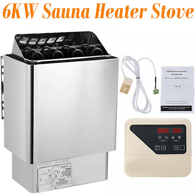 #ad 6KW Sauna Heater 220V 240V Wet amp; Dry Sauna Stove w External Digital Controller $375.99