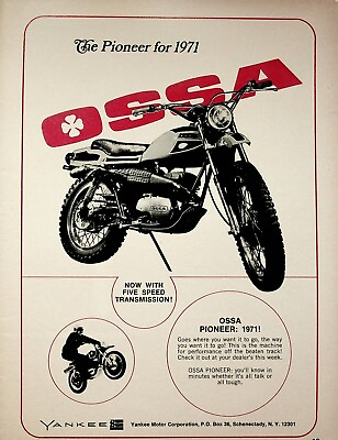 #ad 1971 Ossa Pioneer 5 Speed Vintage Motorcycle Ad $11.28