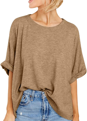 #ad #ad Short Sleeve Oversized Tops Summer Crew Neck Loose Casual Tee $28.99