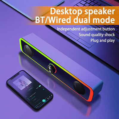 #ad TV Sound Bar Subwoofer Home Theater Soundbar Bluetooth 5.0 Speaker Desktop RGB $31.86