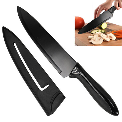 #ad 1 Pc 8quot; Chef Knife W Sheath Black Non Stick Blade Extra Sharp Home Kitchen $12.16