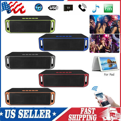 #ad USA Wireless Outdoor Bluetooth Speaker Waterproof Stereo Bass USB TF FM Radio $10.99