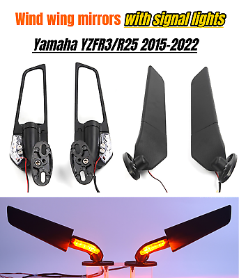 #ad Motorcycle LED Turn Signal Lights Wing Mirrors for Yamaha 2015 2022 YZF R25 R3 $45.50