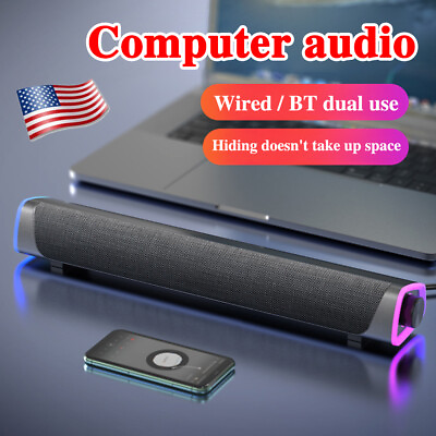 #ad Stereo Sound Bar Bluetooth Computer Speaker Wired Soundbar for Desktop Laptop US $37.97