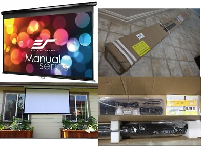 #ad 150 INCH Pull Down Manual Projector Screen AUTO LOCK Home Theater Ultra HD NEW $599.99