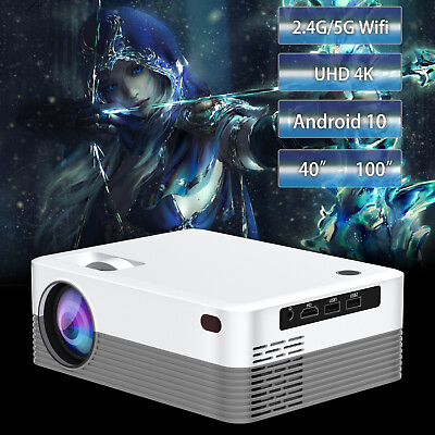 #ad 4K Projector UHD 5G WiFi Android TV Multimedia Smart Beamer Home Theater Movie $73.99