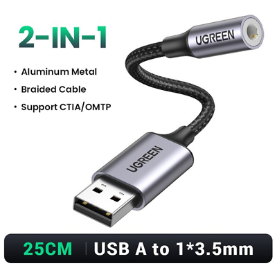 #ad UGREEN Sound Card USB to 3.5Mm Audio Interface Adapter for Earphone Mic $23.18