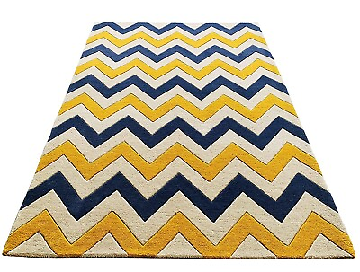 #ad Multicolor Handmade Tufted Pure Woolen Geometrical Area Rug Carpet for Home $299.00